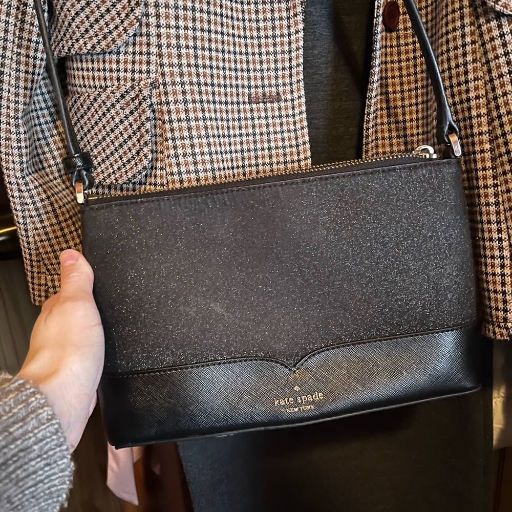 Kate Spade Glittery Black Crossbody Bag